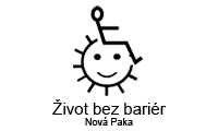 Nová Pakassa sijaitsevan tšekkiläisen järjestön Život bez bariér (Elämä ilman esteitä) logo ja nimi.