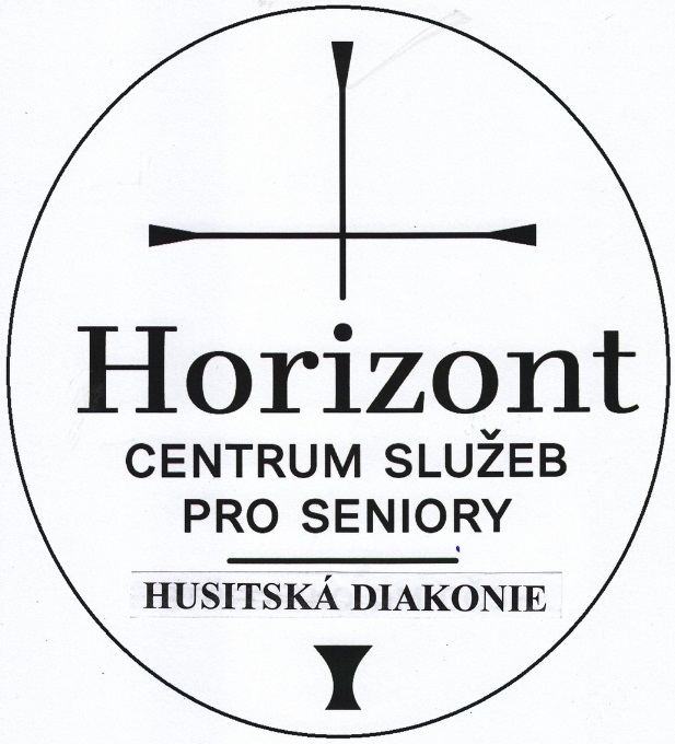 Horizont-järjestön logo, joka keskittyy vanhusten sosiaalipalveluihin Tšekin tasavallassa.